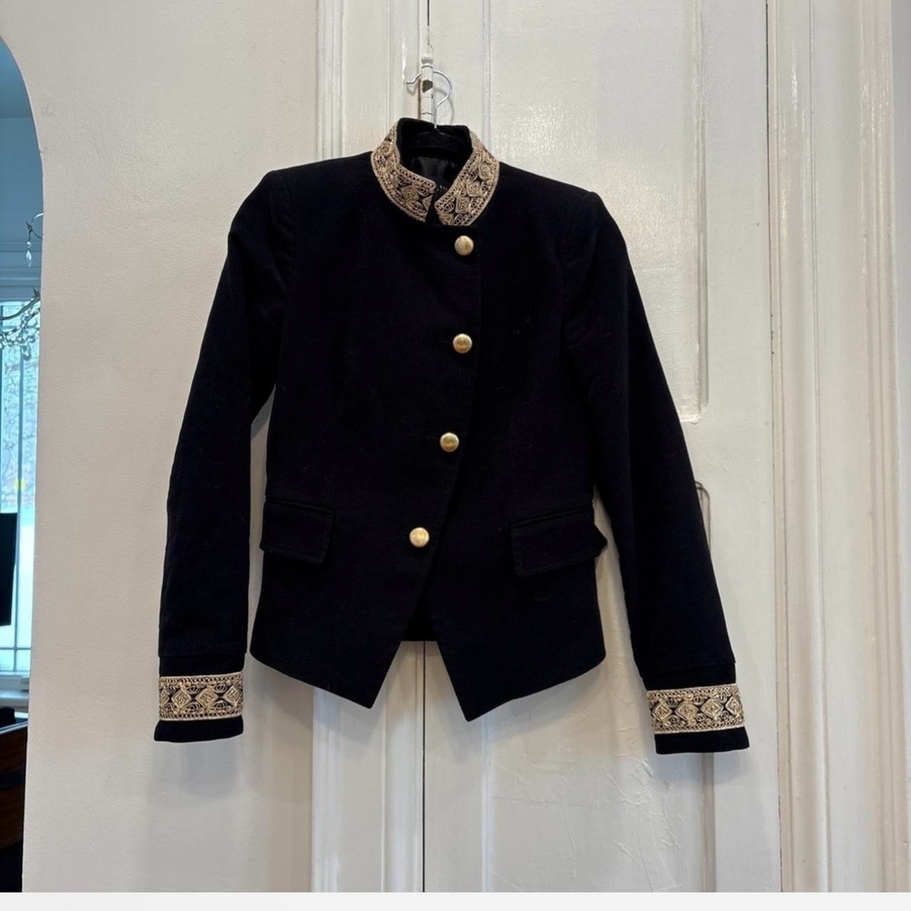 Zara Black Blazer with Gold Details